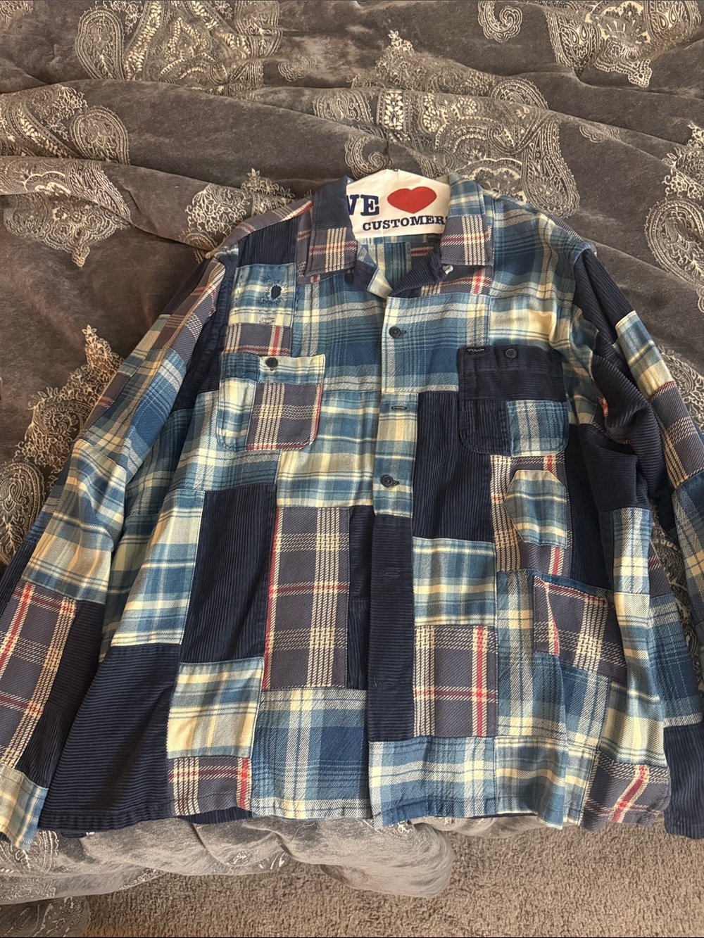 Ralph Lauren Blue Patchwork Plaid Button-Down Shirt